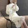 2023 Autumn High-quality Crew-neck Solid Color Long-sleeved Slim Fashion Women's Sweater Dress
